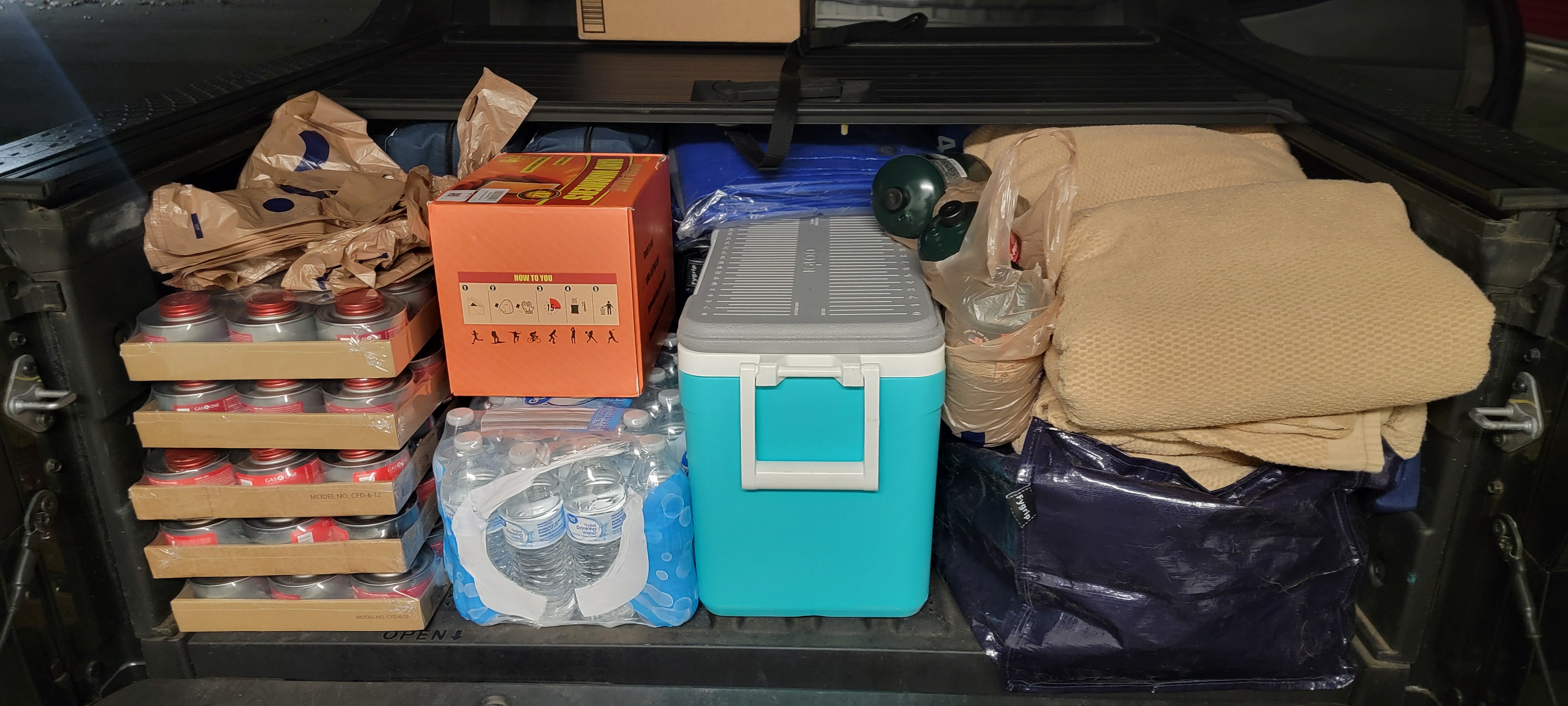 Organized storage of hygiene kits and nutritional supplies for outreach